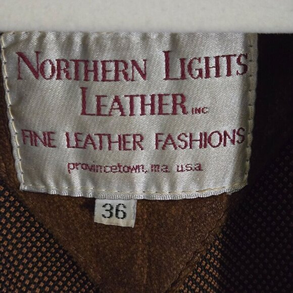 Northern Lights Leather Vintage Brown Leather Blazer Jacket Lined Size 36/S - Picture 4 of 4